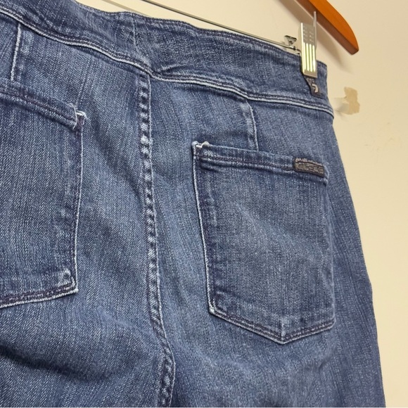 7 for All Mankind Flare Jeans Medium Wash Frayed Hem Denim 29 - Picture 6 of 7